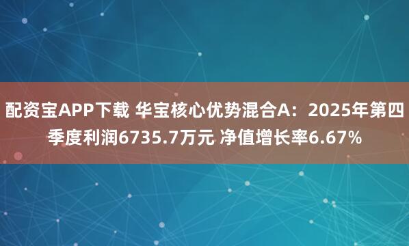 配资宝APP下载 华宝核心优势混合A：2025年第四季度利润6735.7万元 净值增长率6.67%